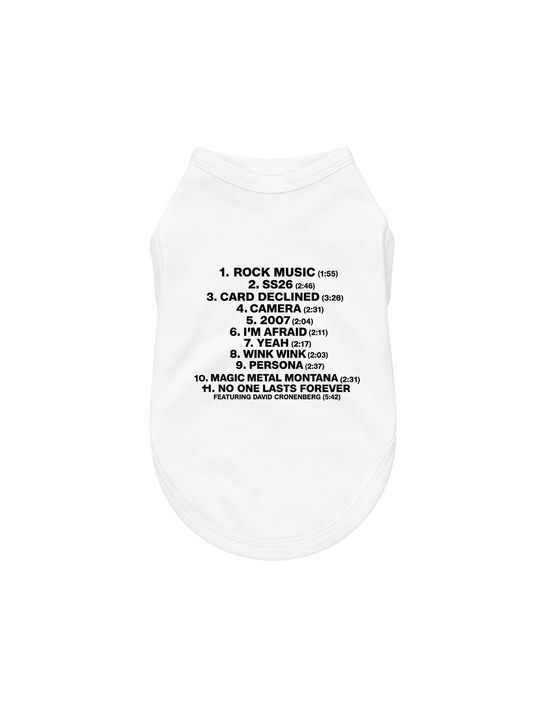 MUSIC, FASHION, FILM TRACK LIST DOG TEE