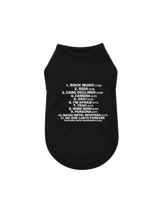 MUSIC, FASHION, FILM TRACK LIST DOG TEE